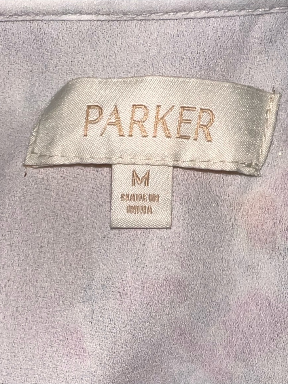 Parker Floral Ruffle Blouse Medium Cream/Pink/Orange/Green Gold Metallic Peplum - Picture 11 of 11